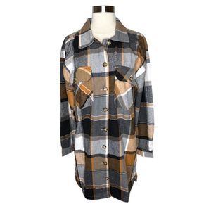 Taxi Premium Flannel Plaid Button Down Shirt Dress - Size XL